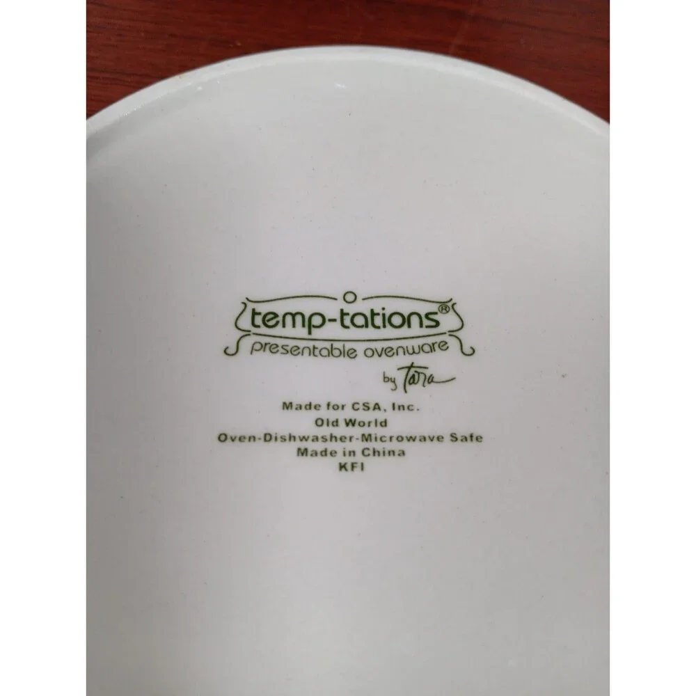 Temp-Tations Old World 1 Quart Serving Mixing Bowl With Lid Green EUC